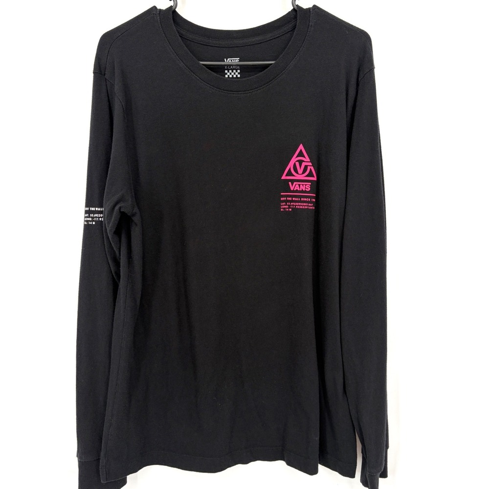 Vans Off The Wall Coordinates Long Sleeve Shirt Men XL Black Pink Graphic
